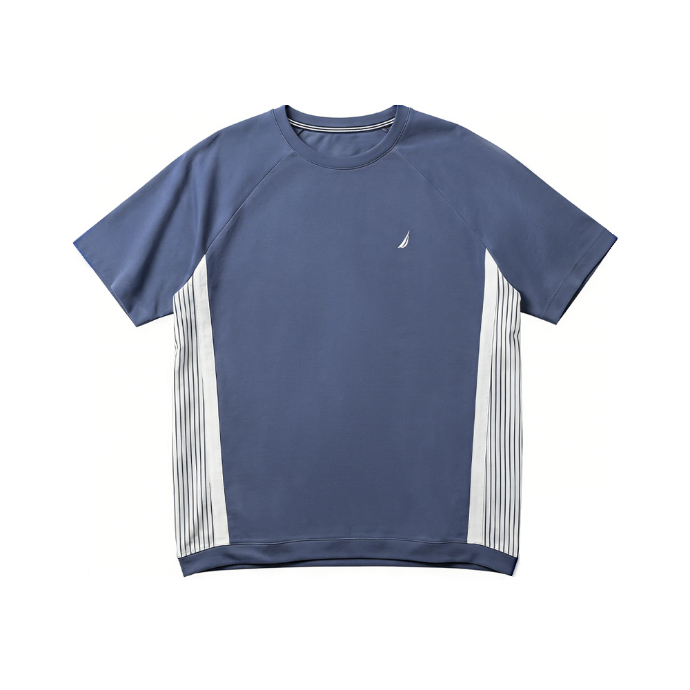 T-shirt à manches courtes en coton combiné à impression solide pour hommes 