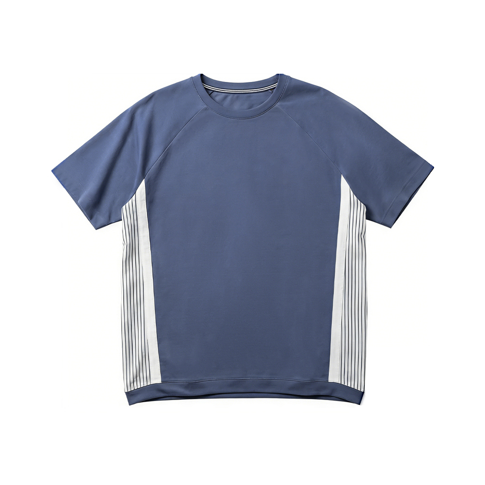 T-shirt à manches courtes en coton combiné à impression solide pour hommes