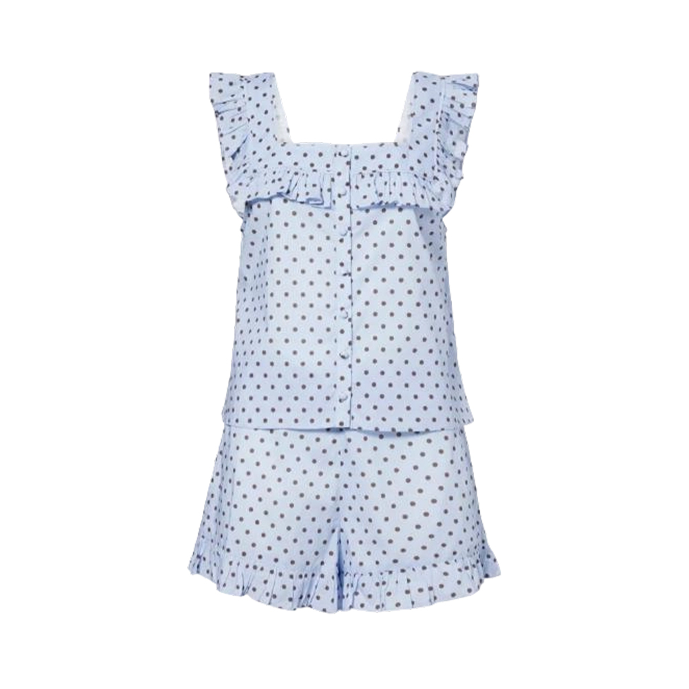 Pyjama tombant en coton et soie Dot Design pour femmes